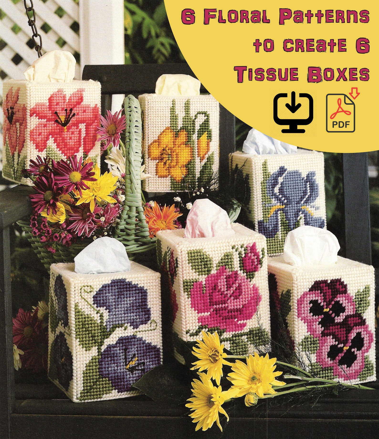 flower-garden-tissue-box-plastic-canvas-pattern-digital-download-etsy