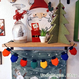 Guirnalda de luces navideñas Patrón Lienzo Plástico Patrón DIGITAL Descargar Diseño Original