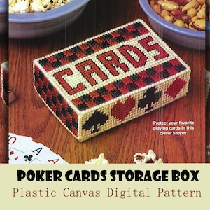 POKER CARDS Caja de almacenamiento Plástico Lienzo Patrón Descarga digital instantánea Páginas PDF Juego de cartas Titular Juego Noche Cubierta Regalo Sala de juegos Decoración