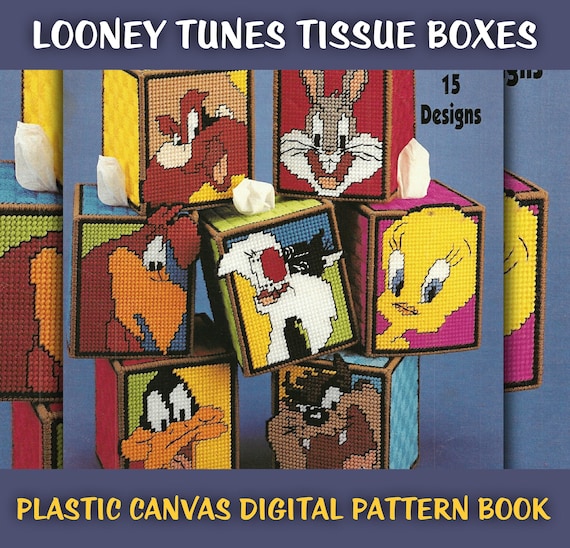 Looney Tunes Tissue Box Covers, Plastic Canvas Pattern (Digital Download)