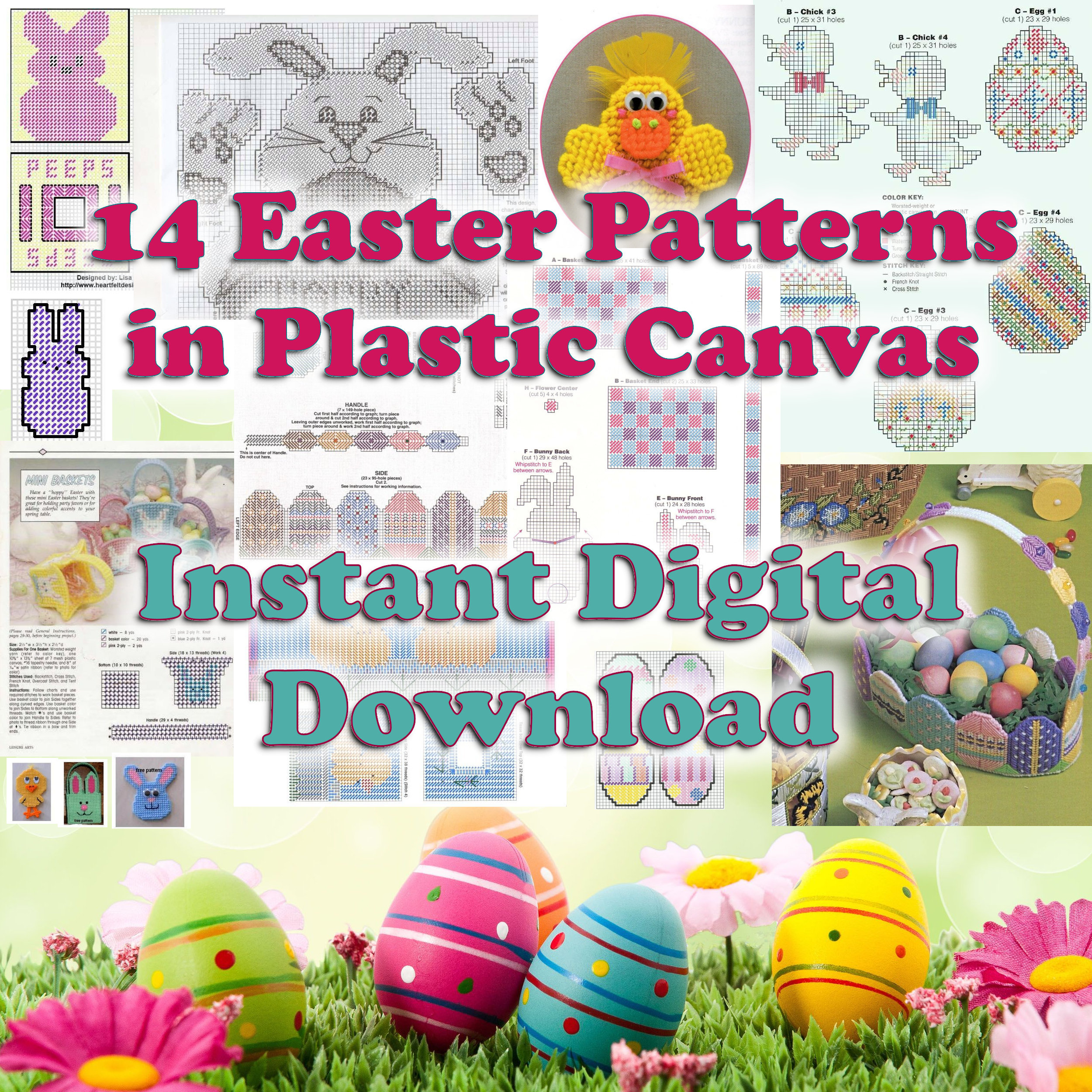 14 EASTER Plastic Canvas Patterns Digital Download BUNNY - Etsy