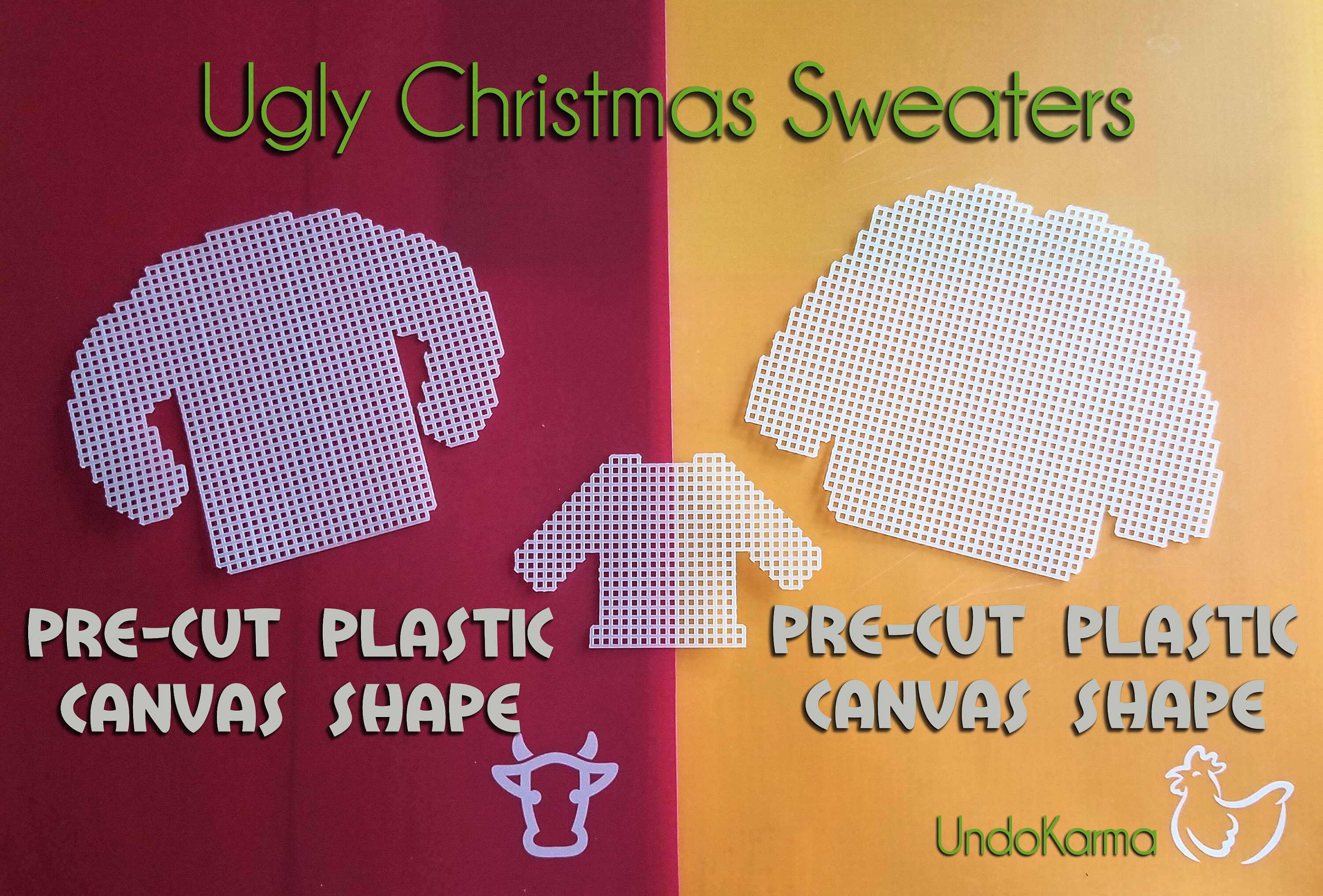 UGLY CHRISTMAS SWEATER Plastic Canvas Pre-Cut Shapes Clothes Top Orna…