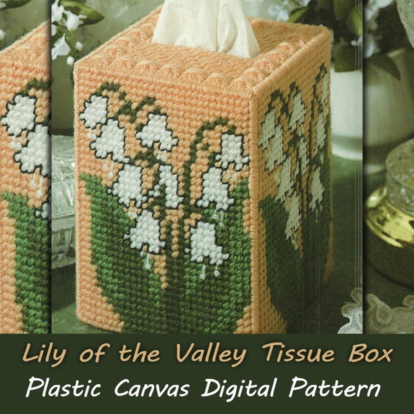 LILY Of The VALLEY Plastic Canvas Tissue Boxes Instant Digital Download Pattern Flowers Floral Cover Spring Summer