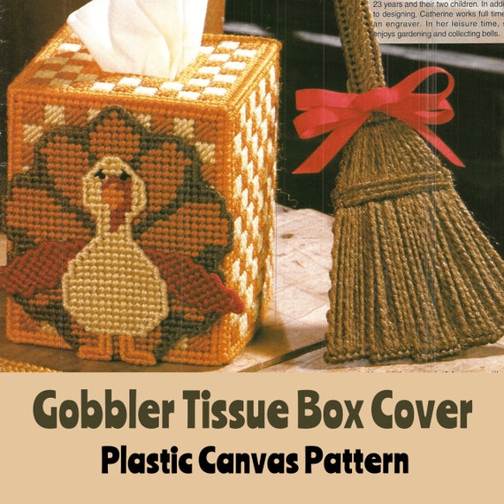 Gobbler TISSUE BOX Cover Plastic Canvas Pattern THANKSGIVING