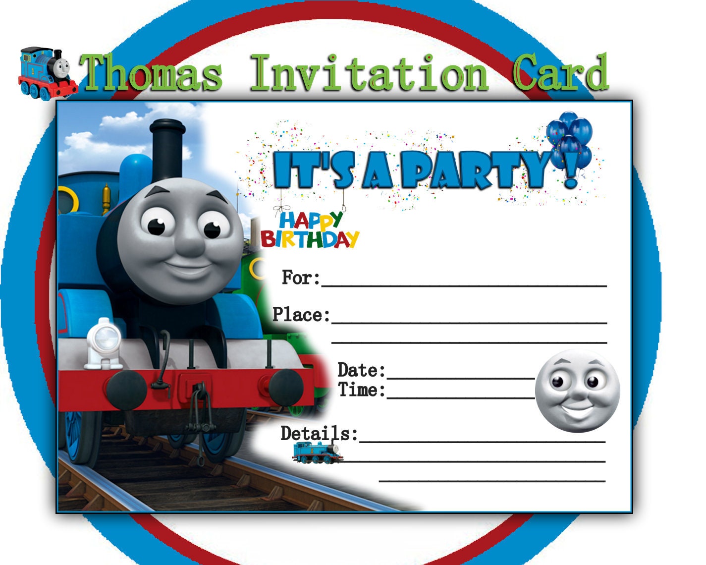 THOMAS Tank Birthday Party Invitation Card YOU PRINT 5x7 Etsy Australia