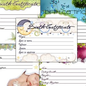 5 Bebé Reborn # 2 "imprime tú mismo" Gráficos de certificado de nacimiento IMPRIME niño y niña Hermosos diseños Impresión de adopción Cantidad ilimitada
