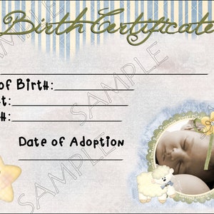 Certificado de nacimiento de muñeca bebé renacida BABY LULLABY Descarga instantánea Imprime archivos PNG Jpeg y Pdf para gráficos de 8x10 Niña o Niño
