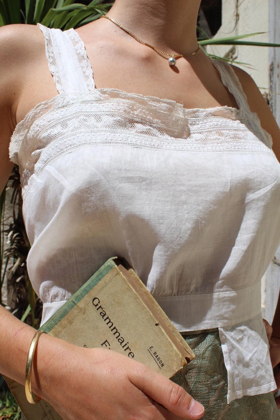 Antique Victorian French Camisole Cotton & Lace