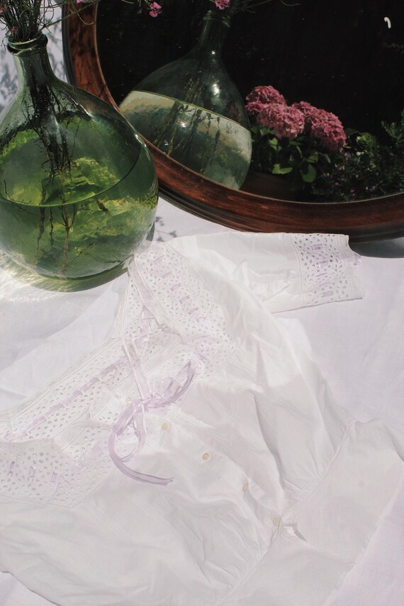 Edwardian Corset Cover Cotton and Lace Antique Cam