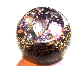 Amethyst Quartz Crystal Orgone Unit, EMF Protection Home Decor