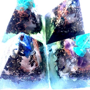 4 pc Orgone Pyramid Set - Handmade Healing Crystal EMF Protection