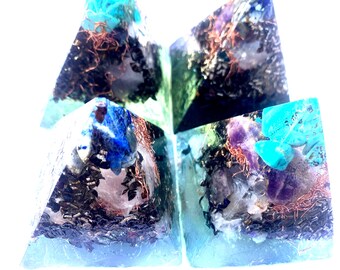 4 pc Orgone Pyramid Set - Handmade Healing Crystal EMF Protection
