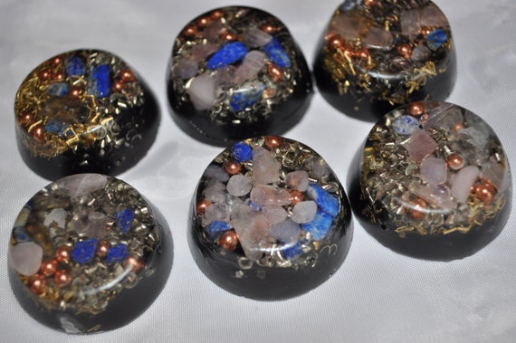 Set Of 6 Multicolored Crystal Orgone Energy Mini Tbs For Emf Etsy