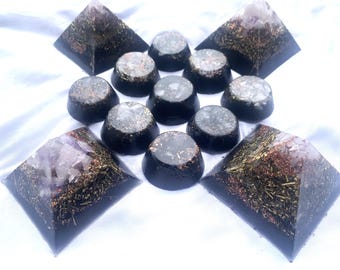 Handmade Quartz Crystal Orgone Set: EMF Protection Pyramids & Tower Busters