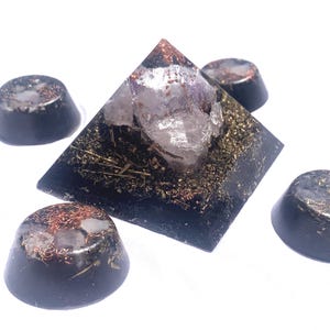Quartz Crystal Orgone Pyramid Set, EMF Protection Decor