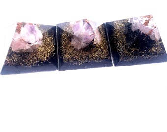 Orgone Pyramid Set, Copper Quartz Crystal, EMF Protection