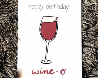 wine birthday card etsy