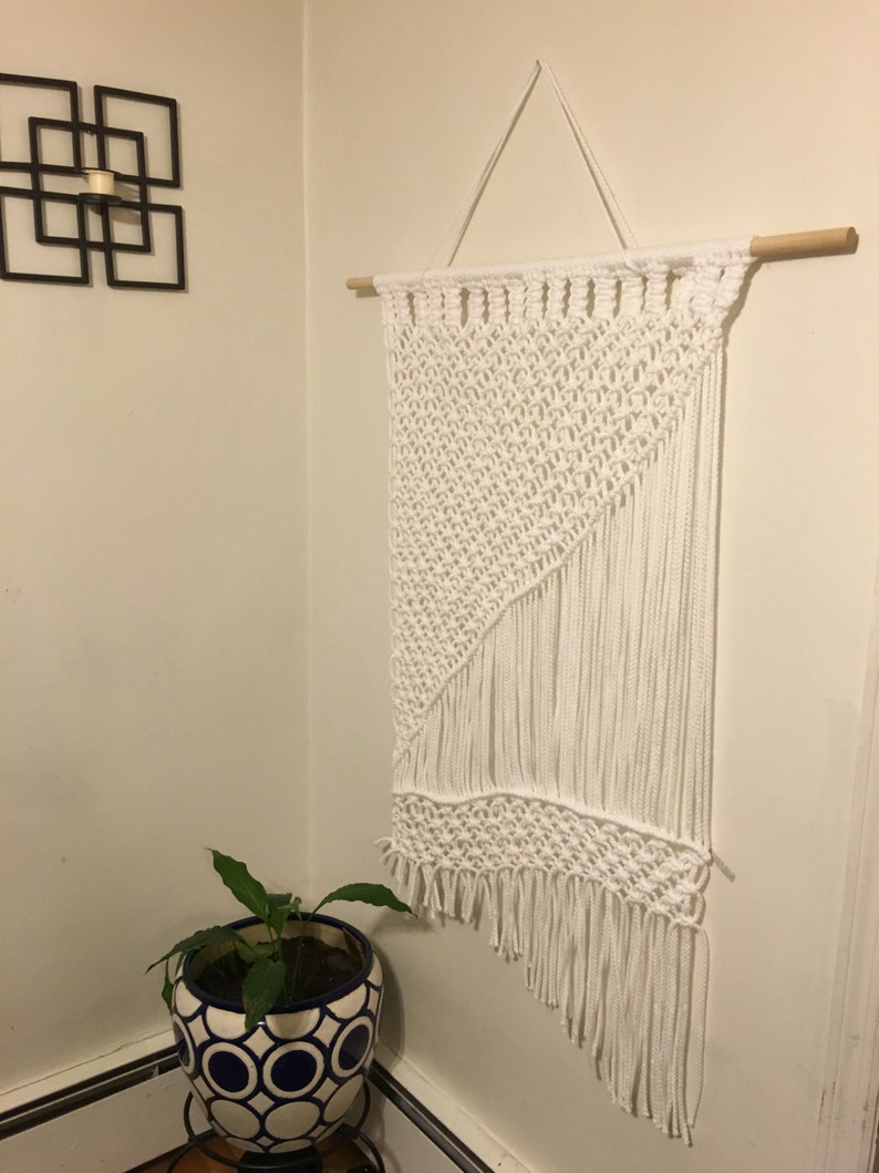 Macrame Wall Hanging Large White Macrame Wall Hanging Home Etsy
