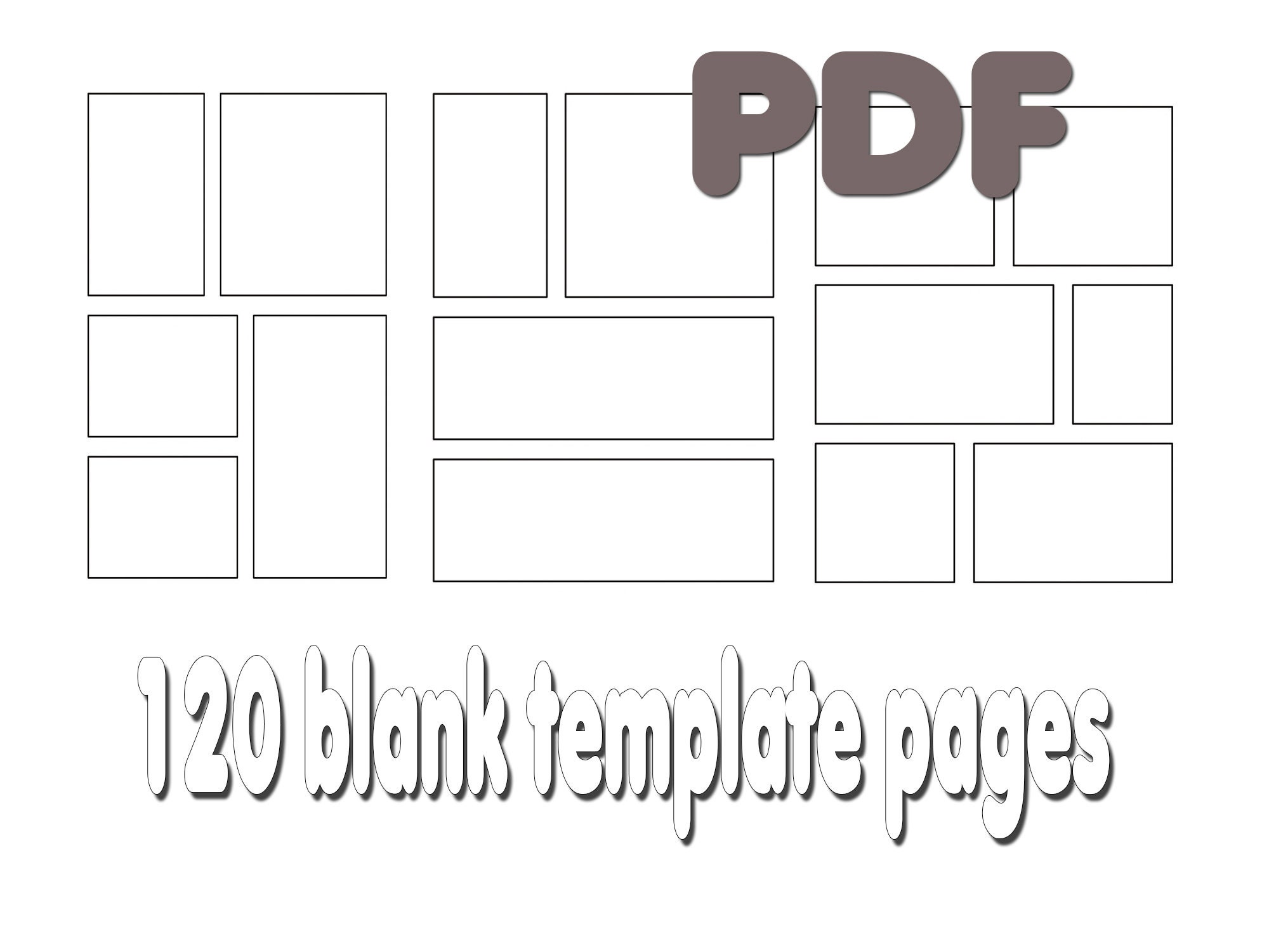 Blank Comic Book: Create Your Own Comics – 200+ Pages, 56 Comic Style  Graphics For Inspiration, 26 Template Styles (4 – 12 Panels), No Speech  Bubbles, Large 8.5 x 11