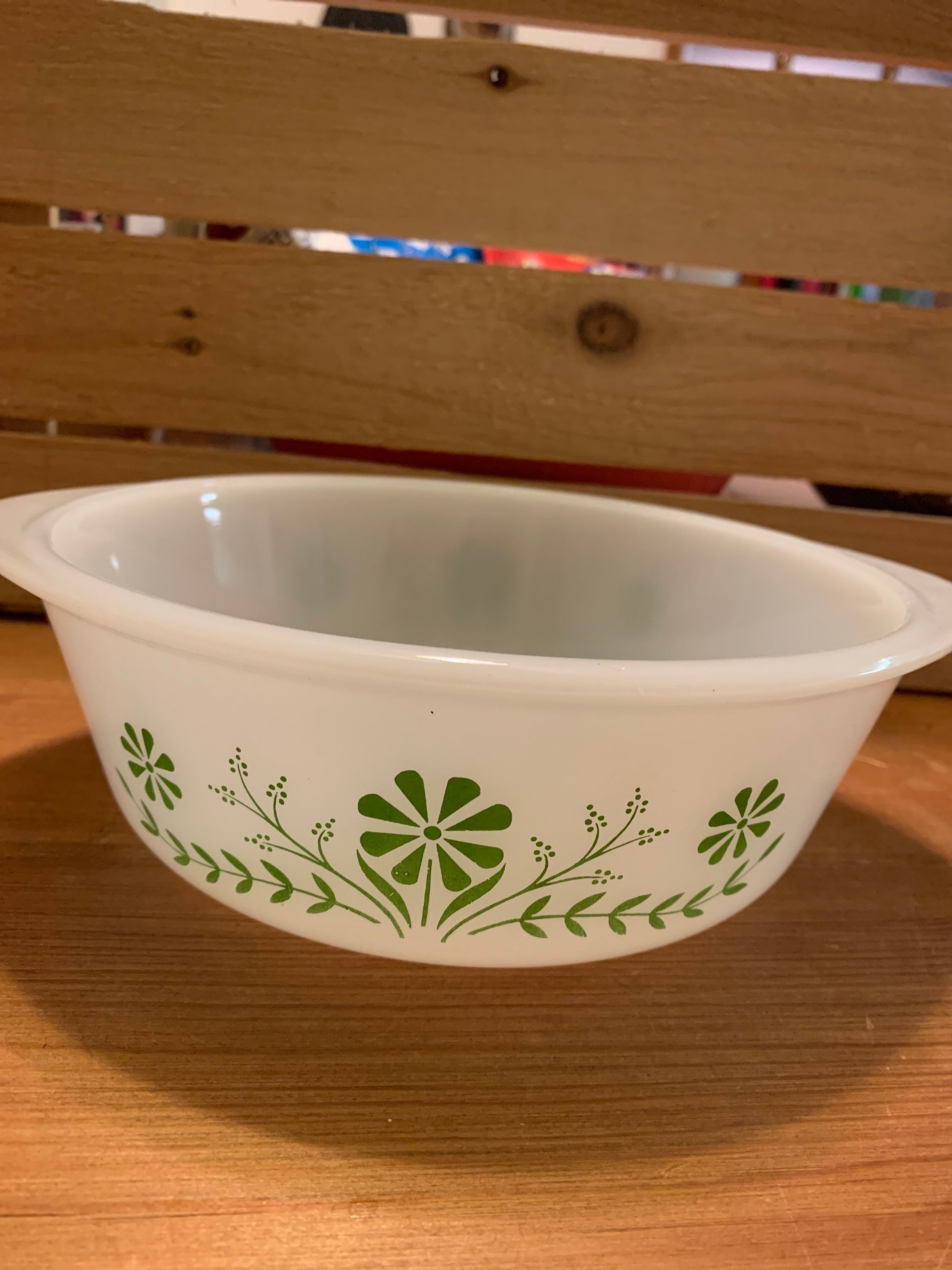 Vintage glasbake casserole dish green Etsy