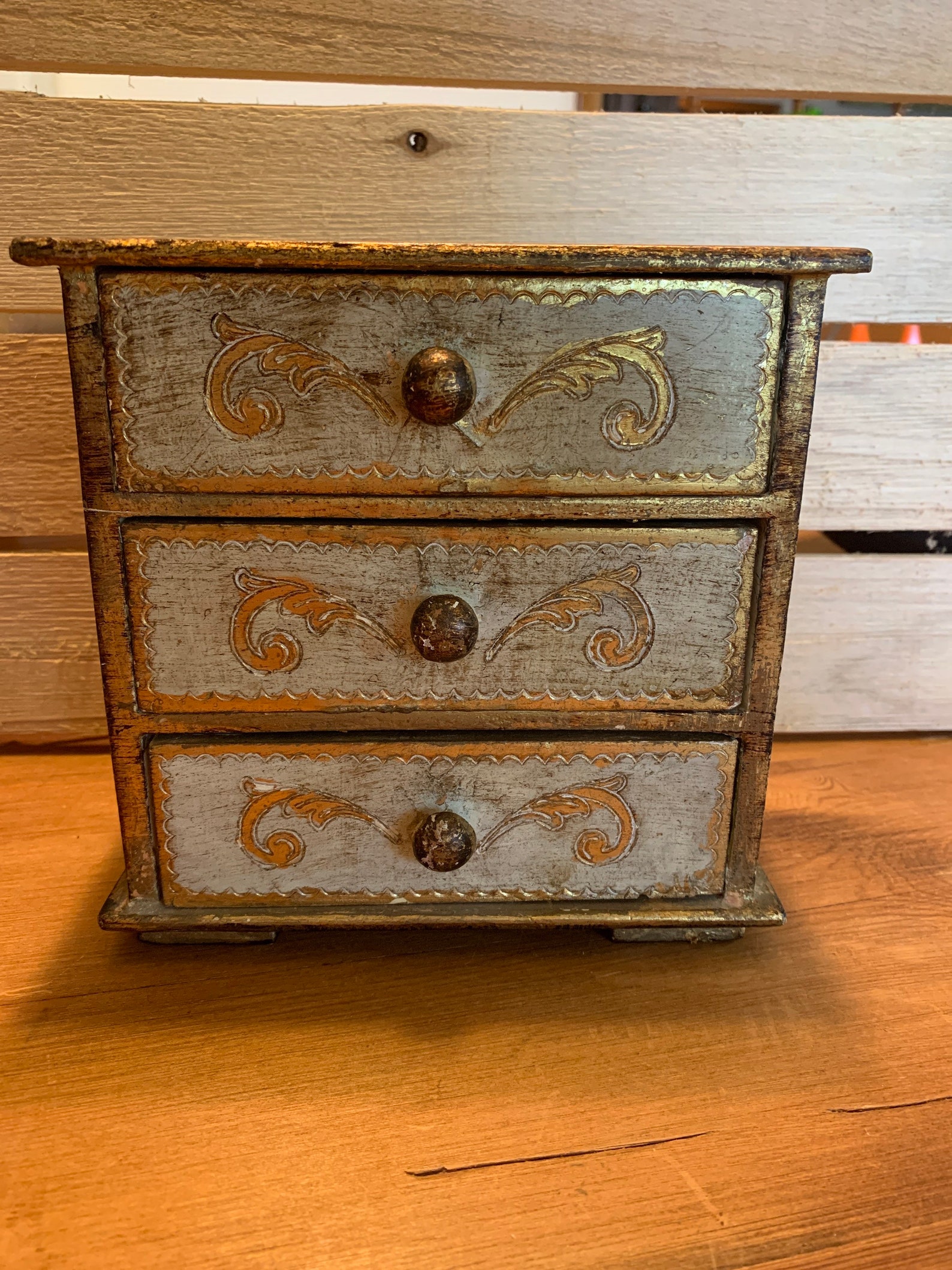 Vintage gold gilded jewelry box florentia hand made in Italy Etsy