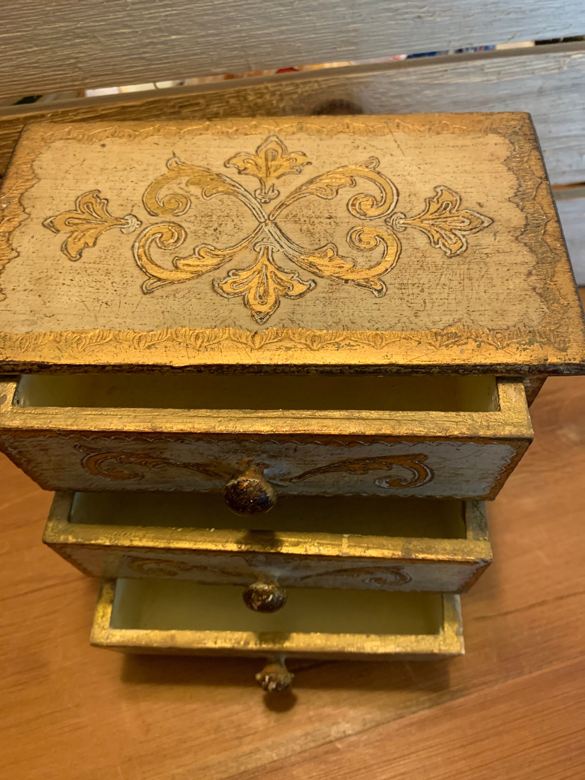 Vintage gold gilded jewelry box florentia hand made in Italy Etsy