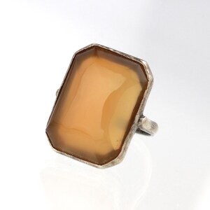 Large silver pinky ring. Signet carnelian ring. Size 2.5 ring. Rectangle signet ring