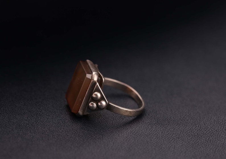 Modern Wooden Ring Statement Wooden Ring For Her Geometric Triangle Ring Black And White Large Ring Adjustable Size Gift For Architect