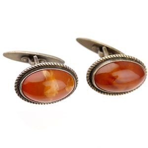 Vintage silver amber cufflinks