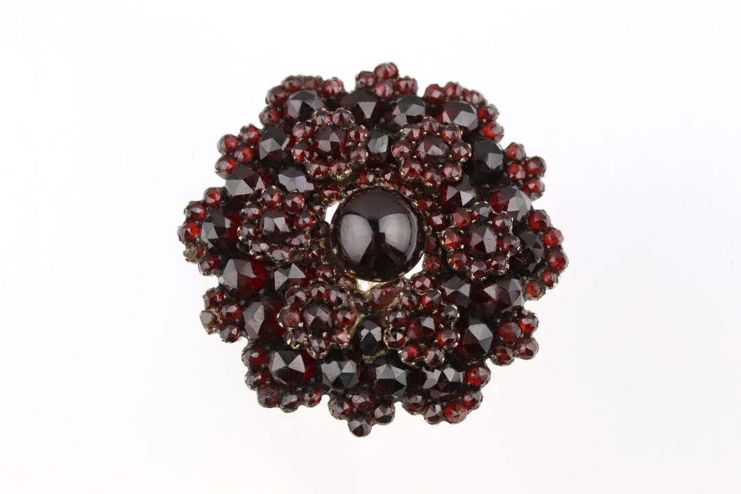アンティークボヘミアンガーネットフラワーブローチ - Etsy 日本