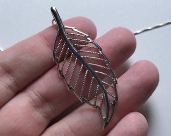 Large Vintage 925 Sterling Silver Leaf Filigree Pendant Necklace