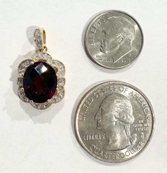 10K Garnet Diamond Rose cut oval genuine deep red… - image 9
