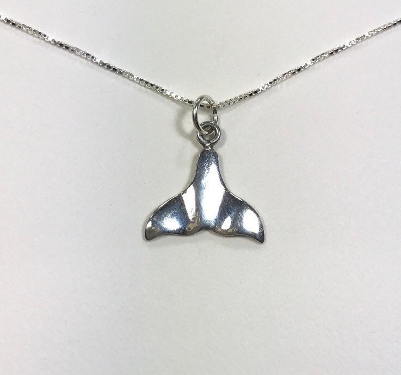 Petite Dolphin Whale Tail Sea Ocean 925 Sterling Silver Pendant Necklace