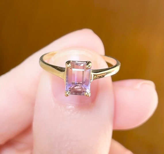 10K Dainty Natural Ametrine 1 carat emerald cut l… - image 6