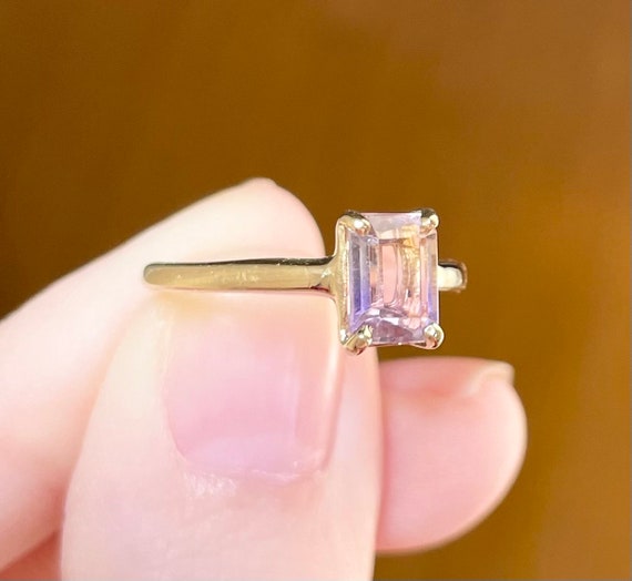 10K Dainty Natural Ametrine 1 carat emerald cut l… - image 7