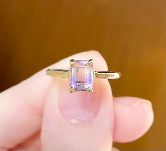 10K Dainty Natural Ametrine 1 carat emerald cut l… - image 5