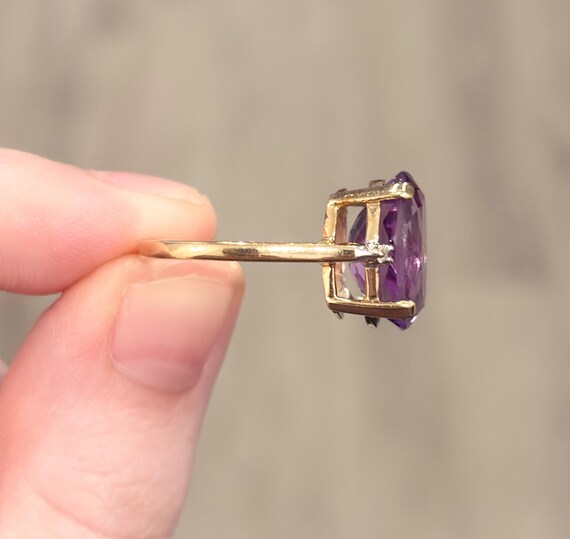Vintage 14K Gold Amethyst Ring, Diamond Accent So… - image 7
