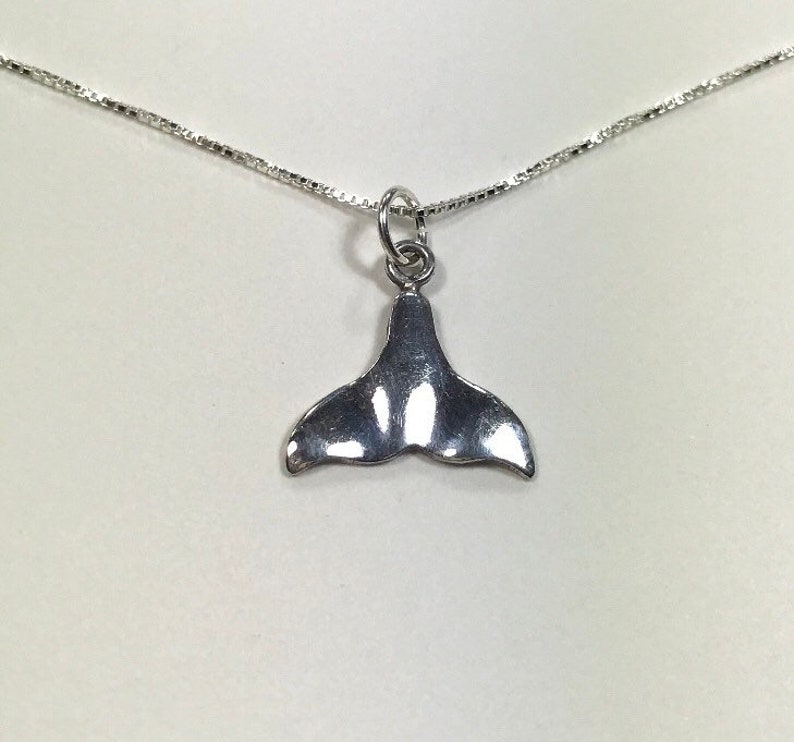 Petite Dolphin Whale Tail Sea Ocean 925 Sterling Silver Pendant Necklace