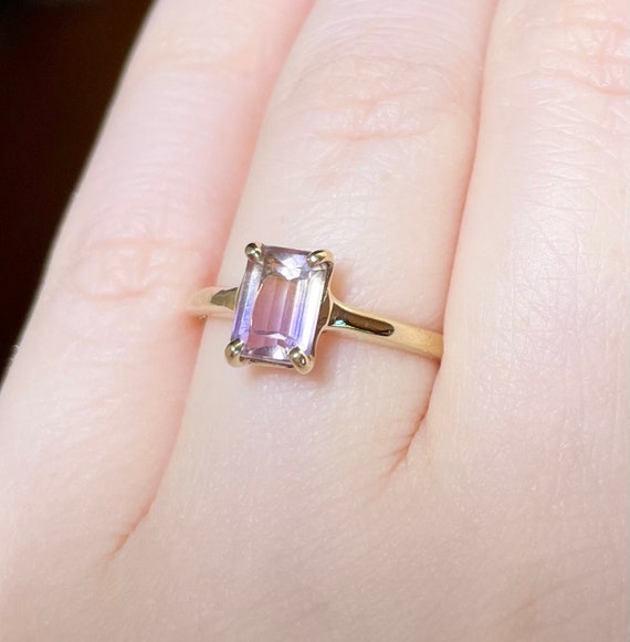 10K Dainty Natural Ametrine 1 carat emerald cut l… - image 4