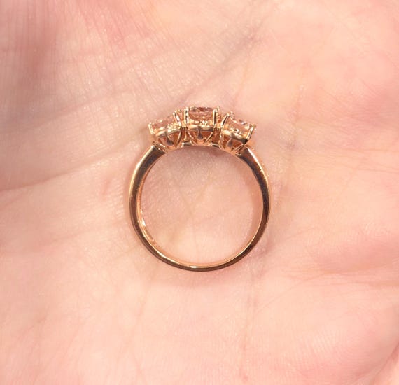 Cor De Rosa Filigree Morganite Three Stone Ring, … - image 7