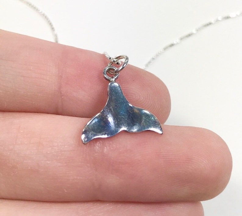 Petite Dolphin Whale Tail Sea Ocean 925 Sterling Silver Pendant Necklace