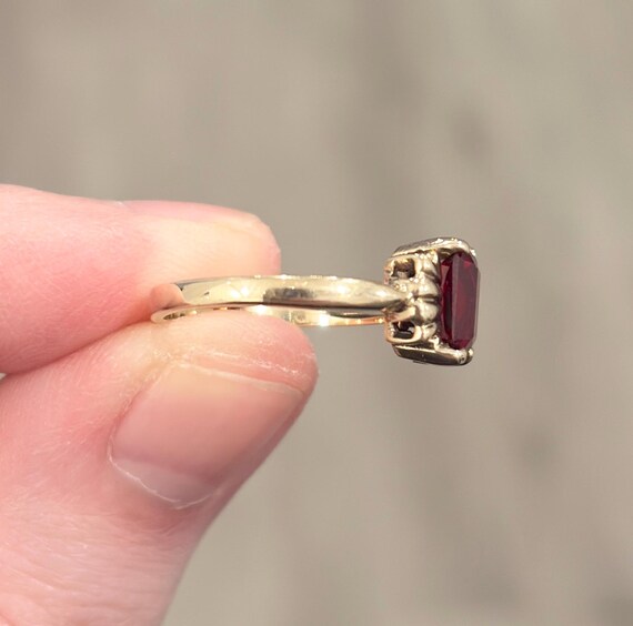 10K Vintage Red Spinel Ring, Rectangular, Solitai… - image 13
