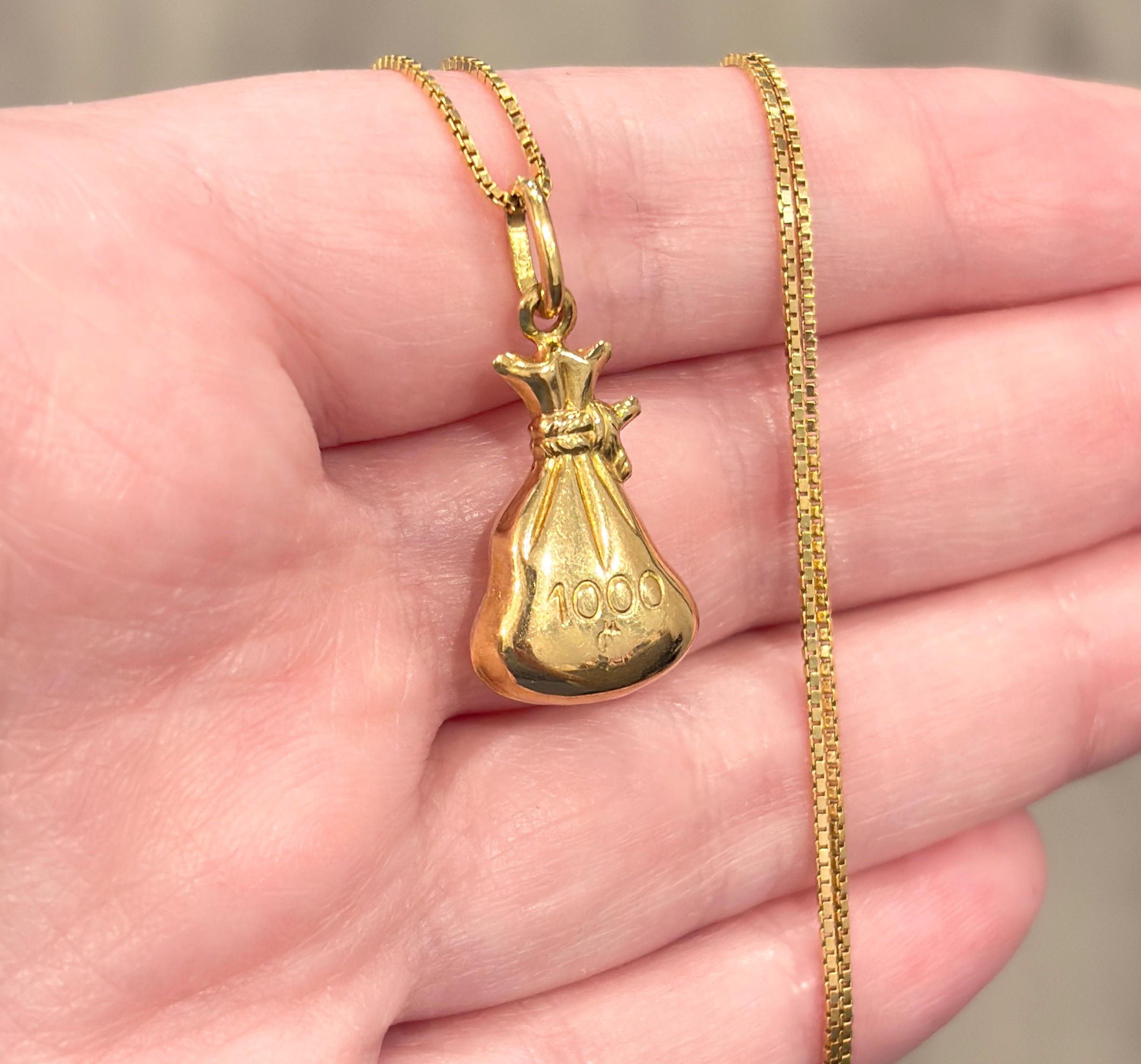 アクセサリー 14k YG Money Bag Pendant Solid 925 Silver Hip Hop Money Bag Emoji Pendant Necklace