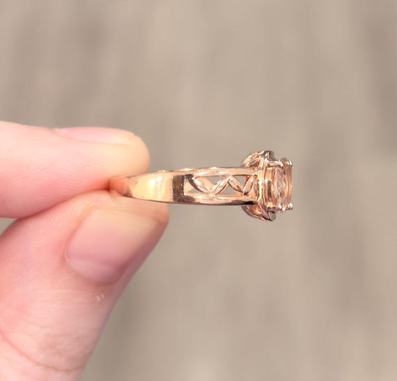 Cor De Rosa Filigree Morganite Three Stone Ring, … - image 6