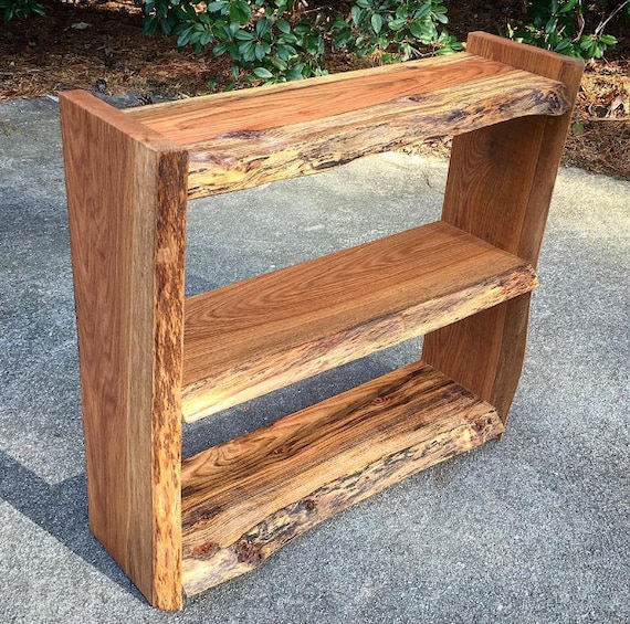 Live Edge Bookcase Raw Edge Bookcase Natural Edge Bookshelf Etsy