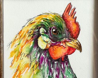 Chicken print, home decor, wall art, office art, countryside gift, farm animal gifts, chicken art, farm animal art, chicken painting