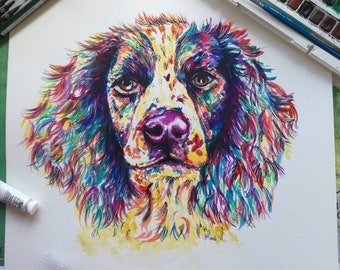 Springer spaniel kaart, springer spaniel verjaardagskaart, blanco kaarten, hondenkaarten, spaniel kaart, verjaardagskaarten, dierenkaarten, wenskaarten