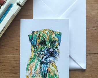 Border Terrier dog Greeting card, watercolour, birthday, special occasion, thank you card, dog lover, terrier card, border terrier card