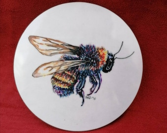 Bee coaster, Bee coasters, Bee gifts, Bee homeware, Insect coaster, Insect gifts, bumble bee coaster, Bee, Drinking coasters, Homeware, Gift