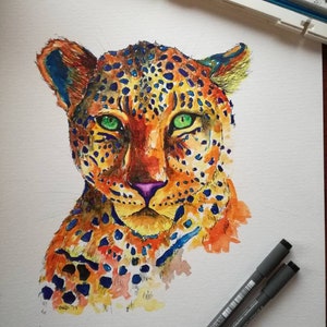 Leopard cat print, Leopard print, Leopard gifts, wall art ,home decor, big cat painting, leopard gifts, office art, animal art